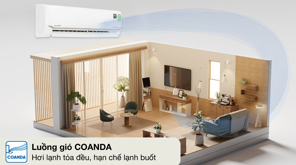 Cơ chế đảo gió của Máy lạnh Sharp 2 HP inverter AH-X18CEWC