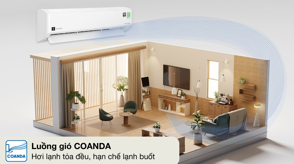 Cơ chế dảo gió của Máy lạnh Sharp 2.5 HP inverter AH-XP24CMW