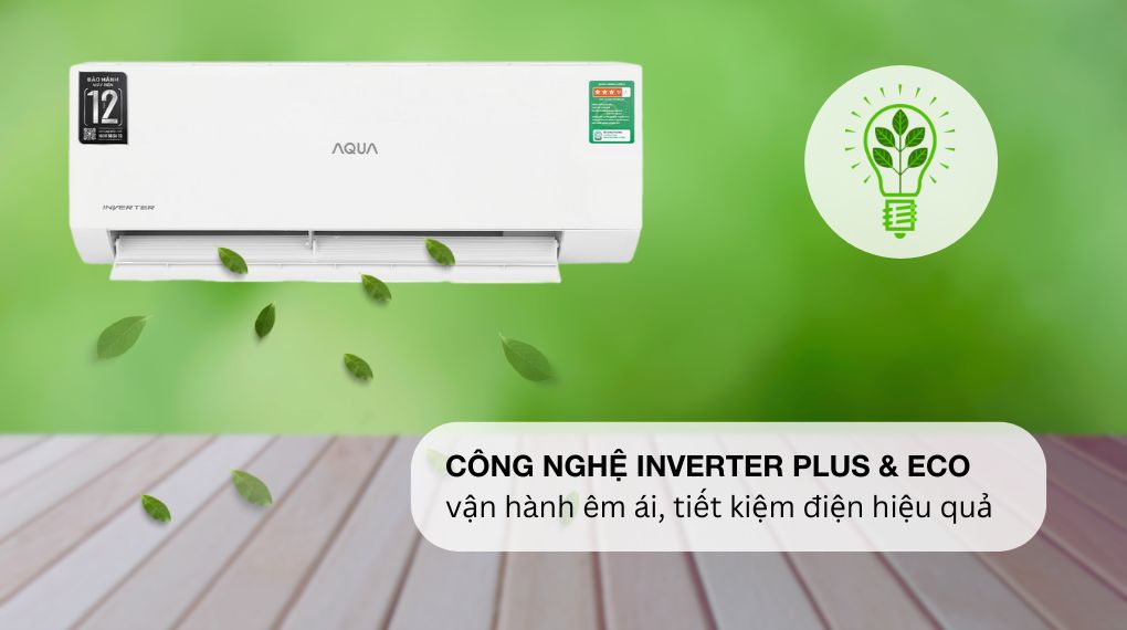 Công nghệ inverter plus và ECO Máy lạnh Aqua 1 HP inverter AQA-RV10QA3