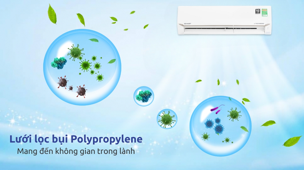 Lưới lọc bụi polypropylene của Công nghệ J-Tech Inverter và Eco của Máy lạnh Sharp 2 HP inverter AH-X18CEWC