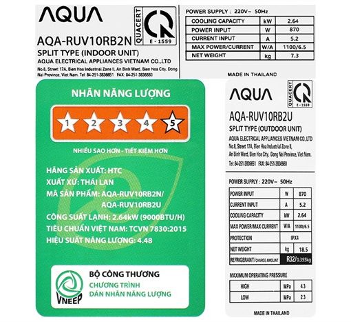 Máy lạnh Aqua 1 HP inverter AQA-RUV10RB2