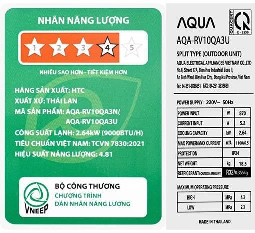 Máy lạnh Aqua 1 HP inverter AQA-RV10QA3