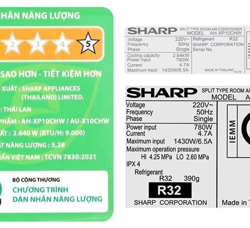 Máy lạnh Sharp 1 HP inverter AH-XP10CHW 9