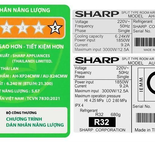 Máy lạnh Sharp 2.5 HP inverter AH-XP24CMW