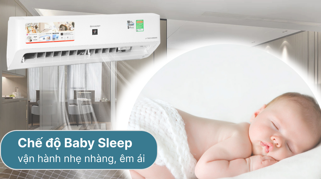 Chế độ Baby Sleep của máy lạnh Sharp 1 HP inverter AH-XP10YHW