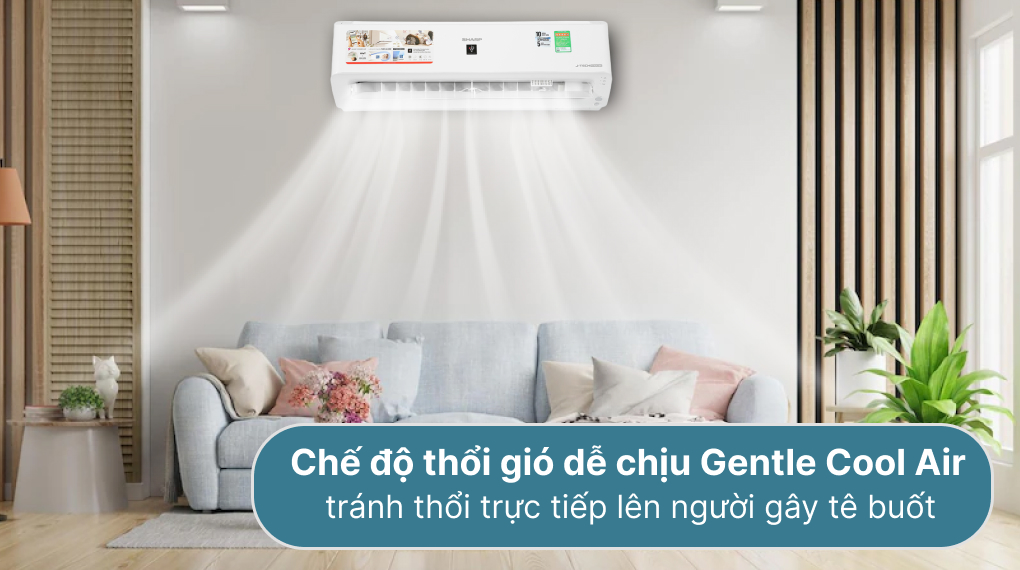 Chế độ gentle cool air của máy lạnh Sharp 1 HP inverter AH-XP10YHW