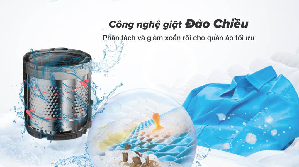 Công nghệ giặt đảo chiều của Máy giặt Toshiba 7 kg AW-L805AV(SG)