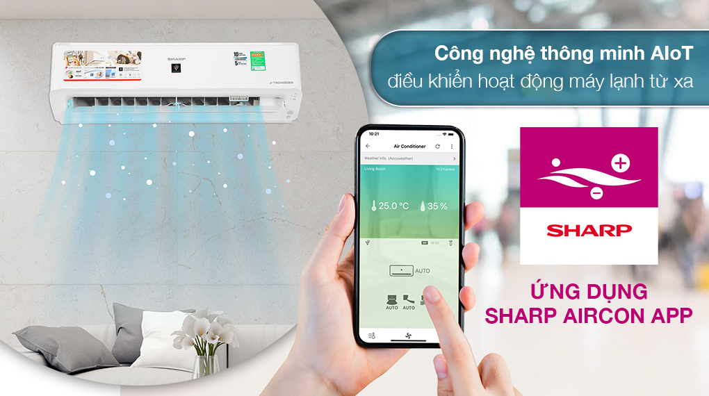 Công nghệ thông minh AIoT của máy lạnh Sharp 1 HP inverter AH-XP10YHW