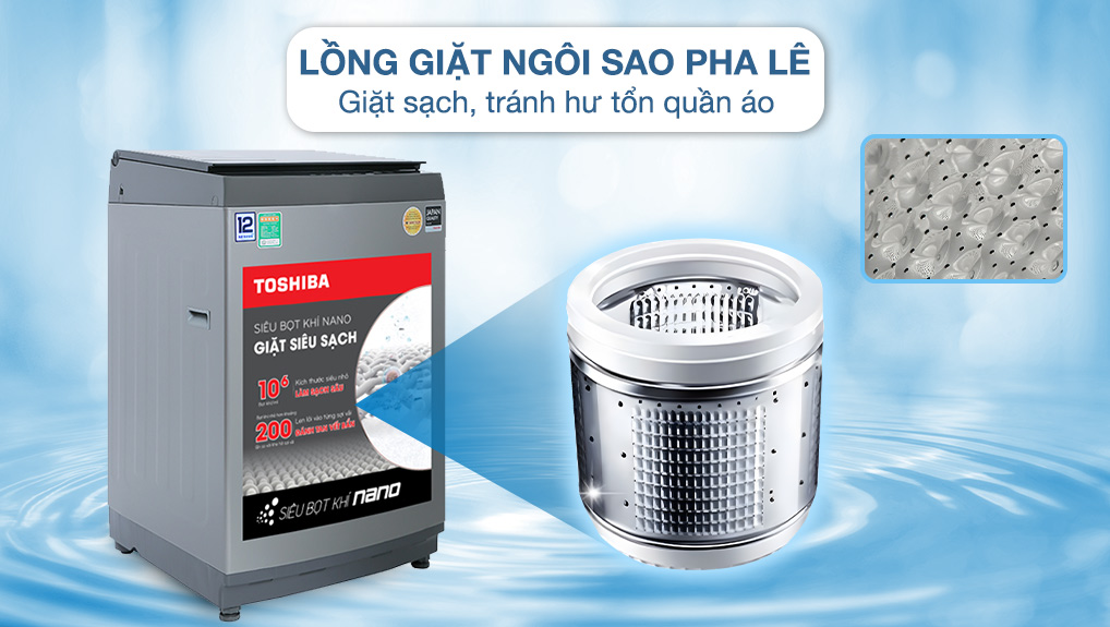 Lồng giặt ngôi sao pha lê của máy giặt Toshiba 12 kg AW-DUK1300KV(SG)