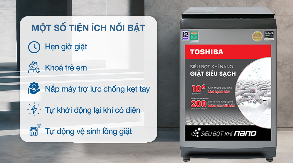 Tiện ích của máy giặt Toshiba 12 kg AW-DUK1300KV(SG)