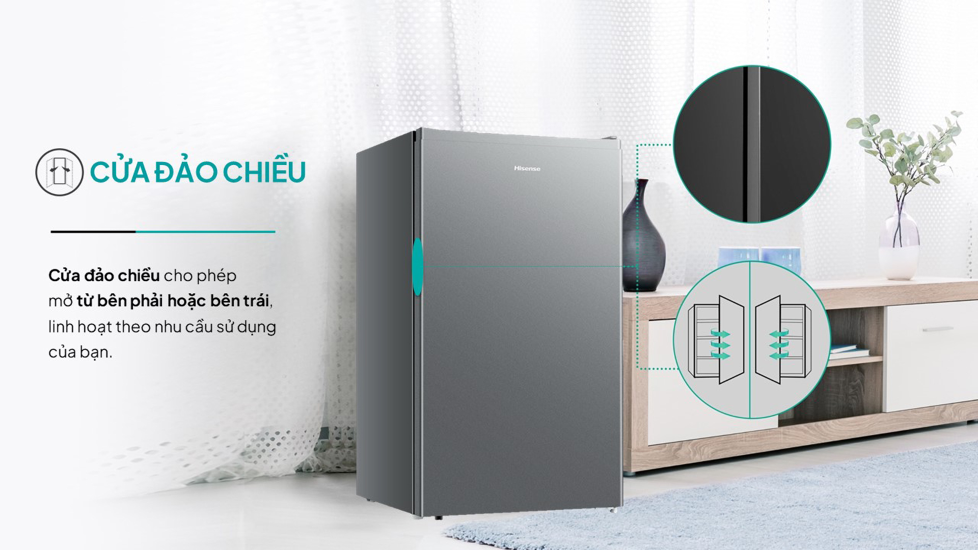Tủ lạnh Hisense 82 lít RR106D4ESN có cửa đảo chiều