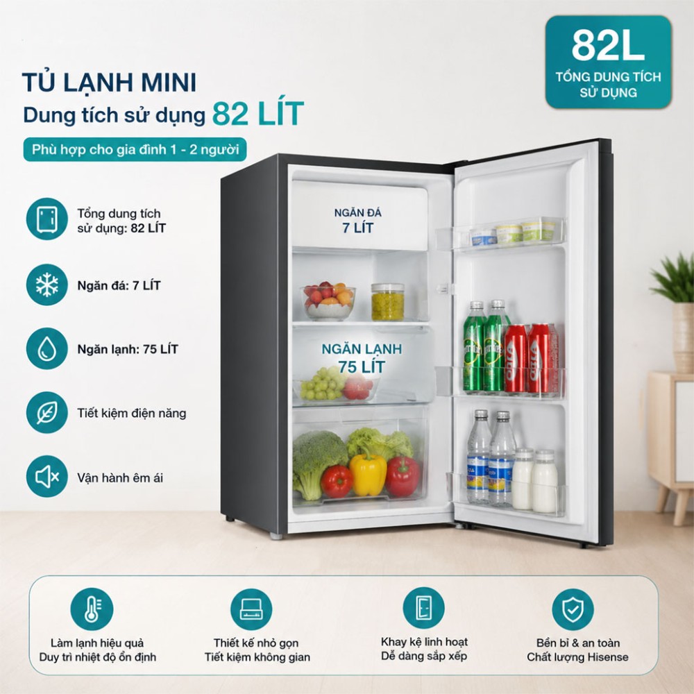Tủ lạnh Hisensen 82 lít RR106D4EBN